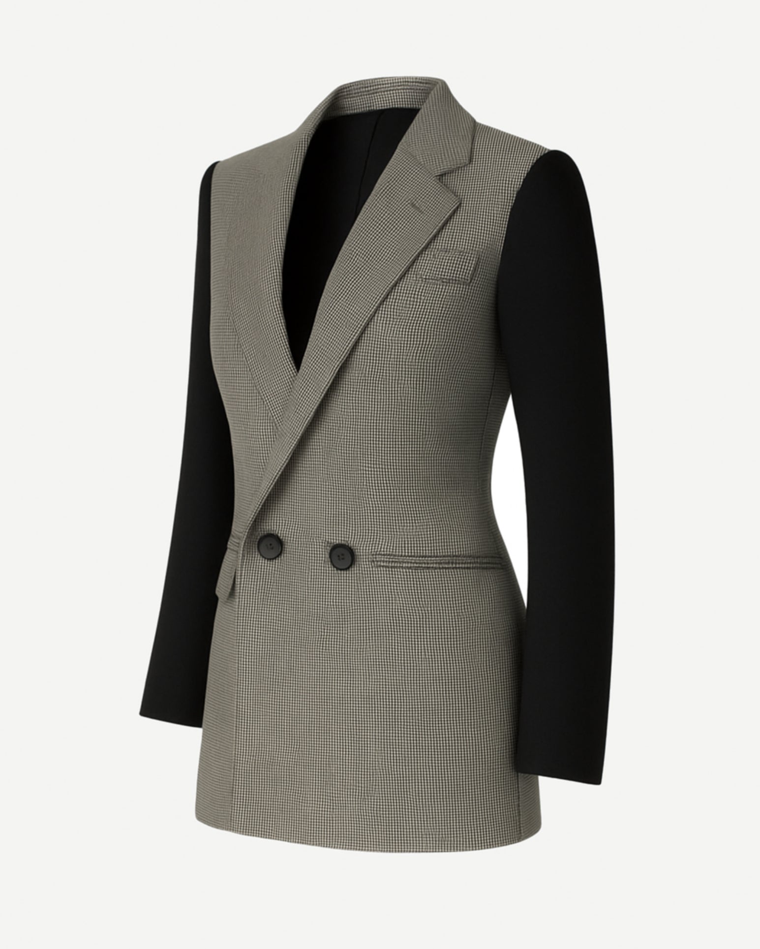 Tailory houndstooth/black color-block double-breasted blazer side view