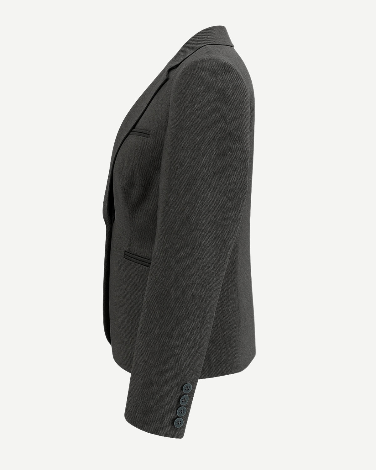 Tailory charcoal grey wool notch lapel blazer side view