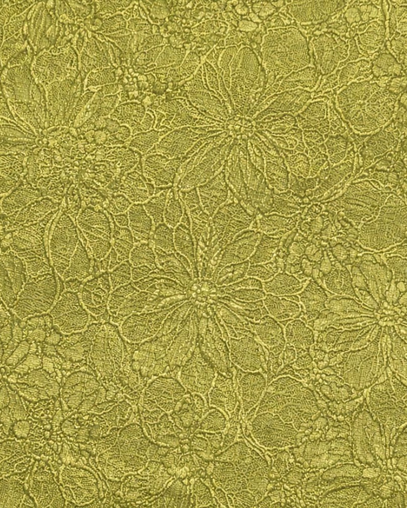 Close-up view of textured green floral jacquard fabric with intricate, raised flower patterns for the Green Floral Graphic Tuxedo Jacket, highlighting luxury and refined detail.