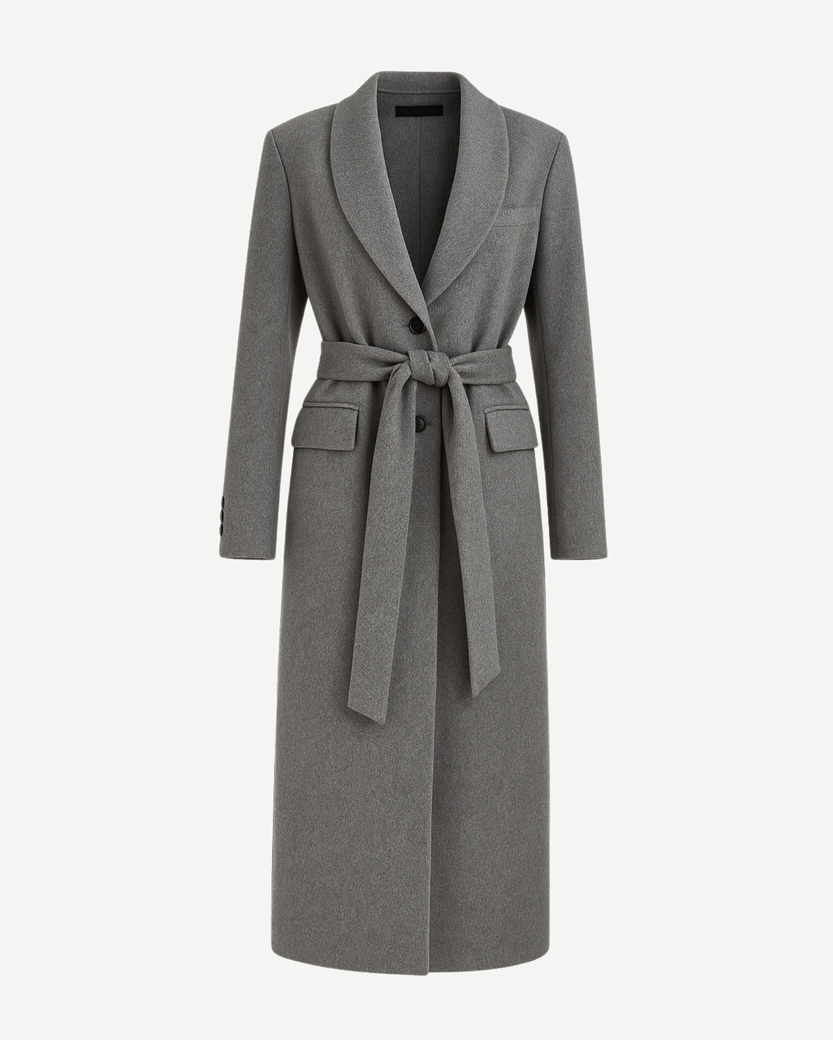SAMPLE SALE | Loro Piana Grey Cashmere Overcoat With Belt - Overcoat - The Tailory New York