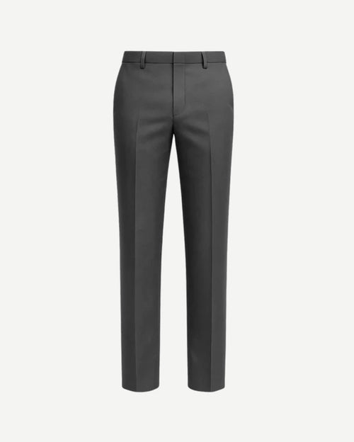 Tailory grey flat-front dress trousers front view
