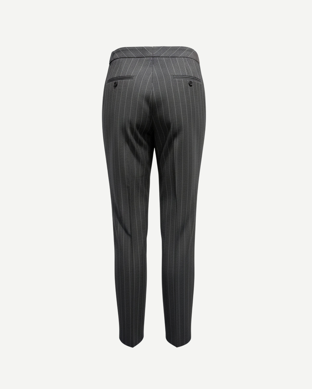 Tailory grey pinstripe straight-leg slit-hem tailored pants back view