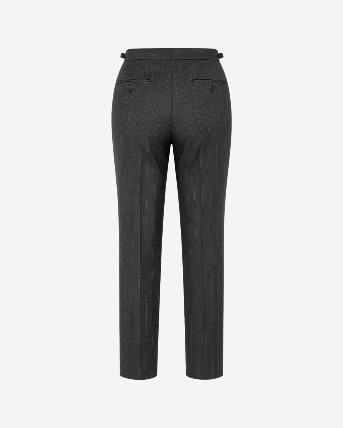 Tailory grey pinstripe tapered suit trouser back view