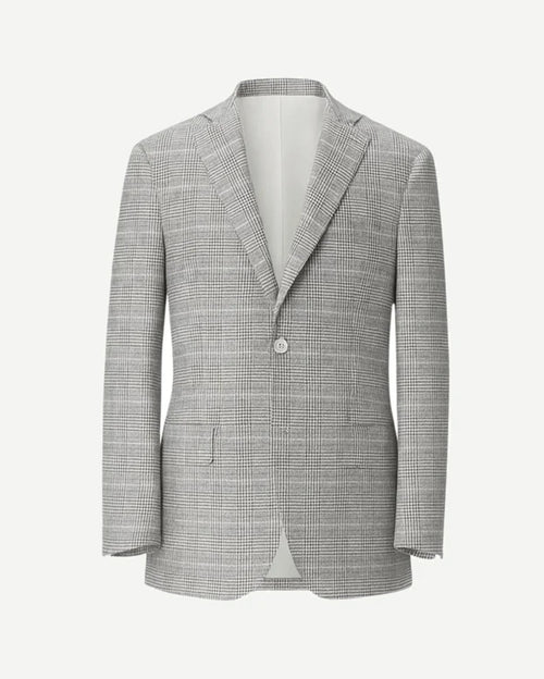 Tailory grey plaid single-button blazer front view