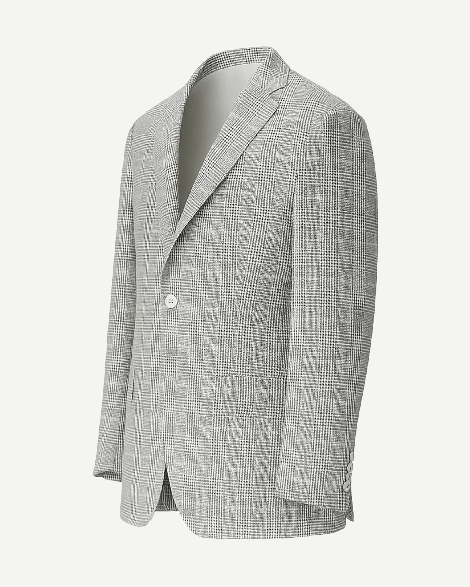 Tailory grey plaid single-button blazer side view