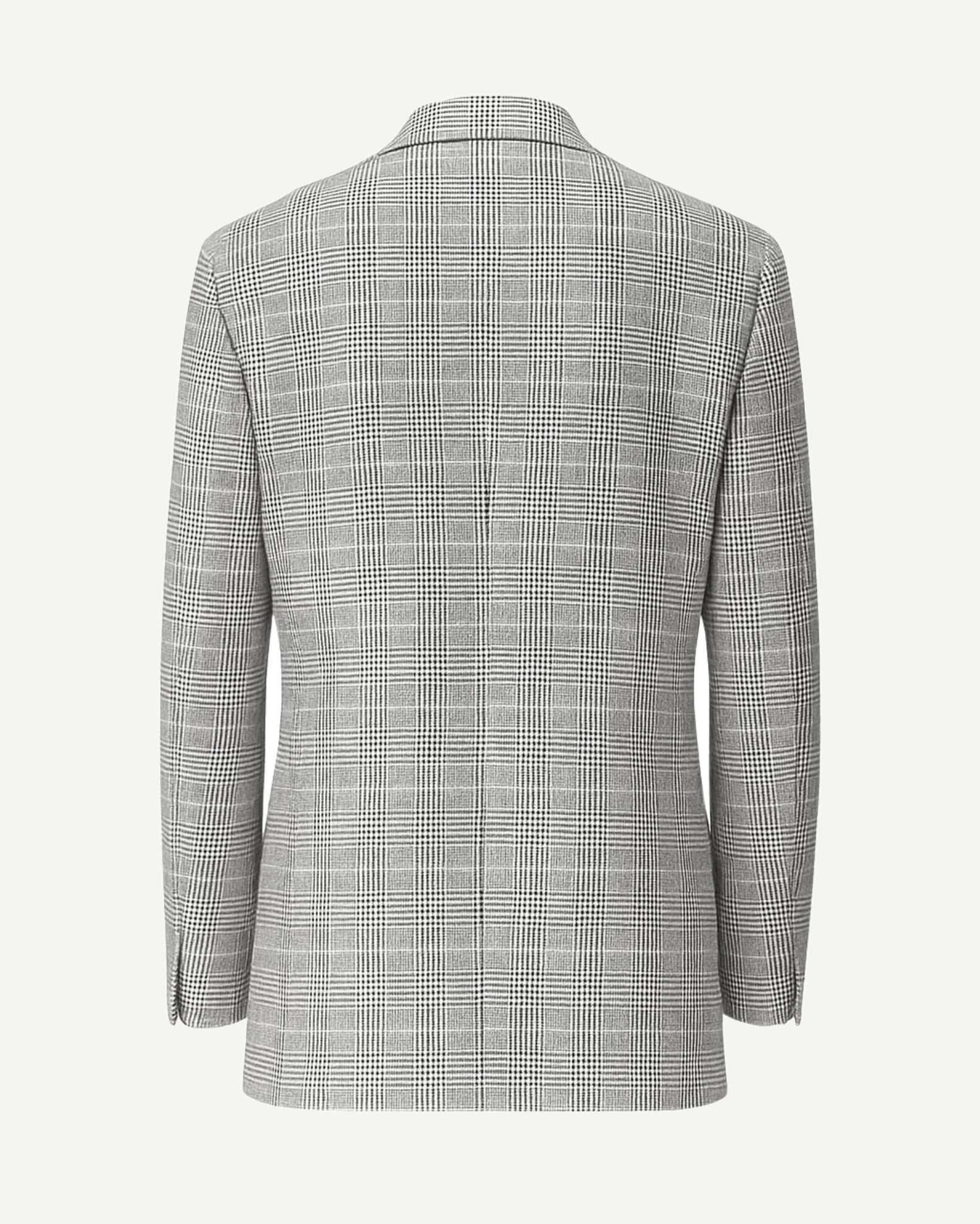 Tailory grey plaid single-button blazer back view