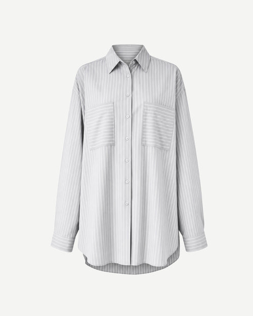 Grey Striped Loro Piana Cotton Oversized Shirt