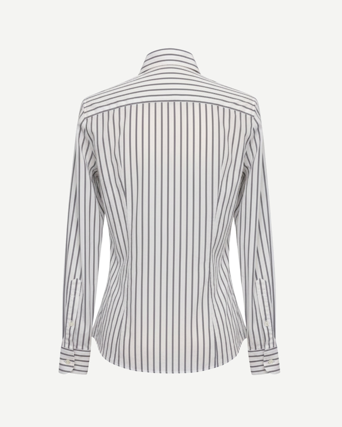Tailory white and grey vertical-stripe tailored shirt back view