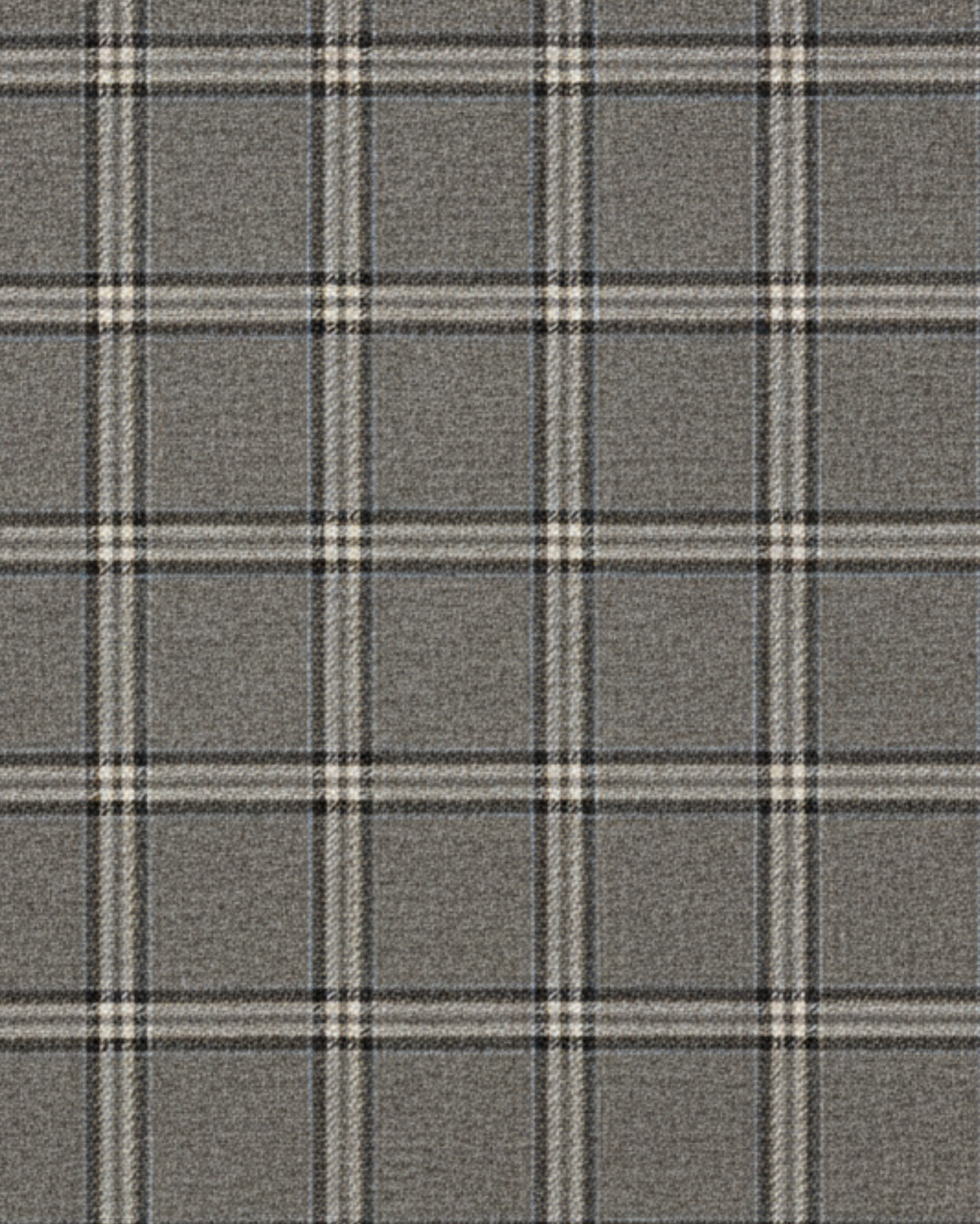 Tailory grey windowpane plaid suiting fabric swatch