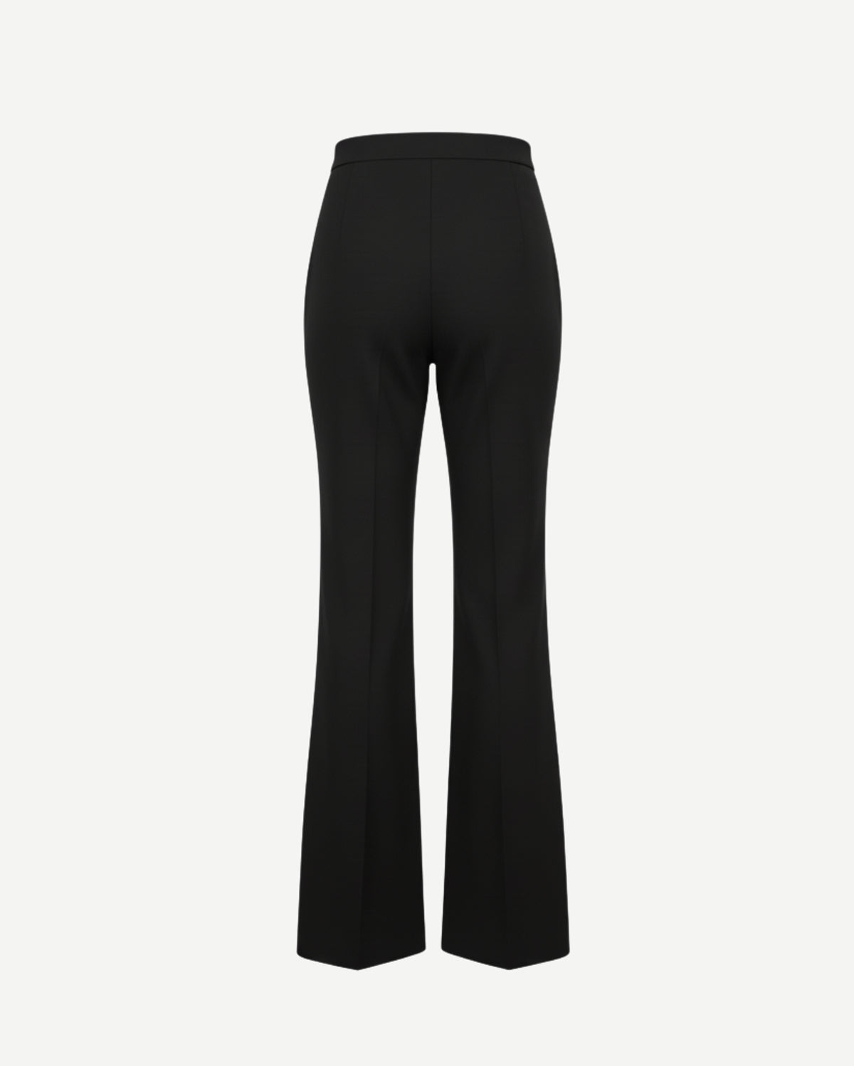 Tailory black high-waisted flare trousers back view