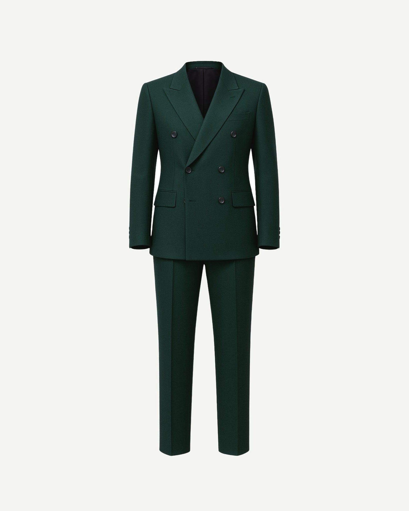 Tailory hunter green double-breasted wool suit front view
