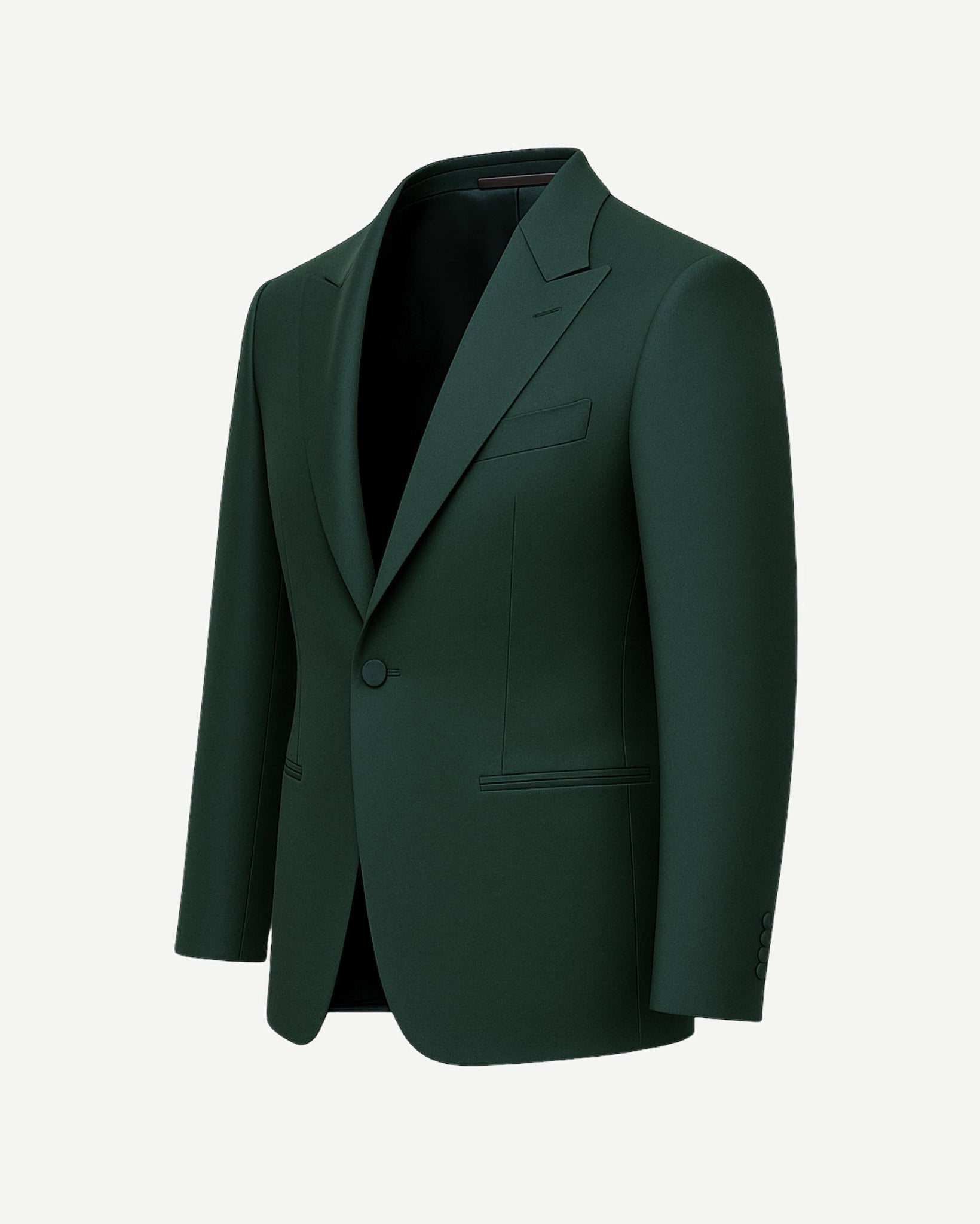 Tailory hunter green peak lapel wool dinner jacket side view