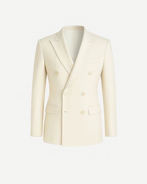 Tailory ivory wool peak lapel blazer front view