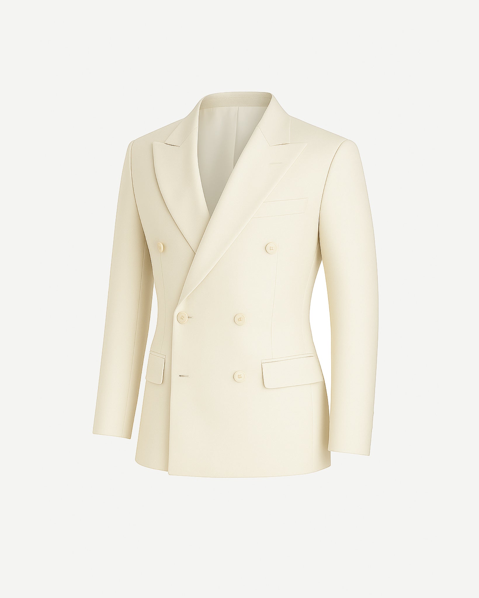 Tailory ivory wool peak lapel blazer side view