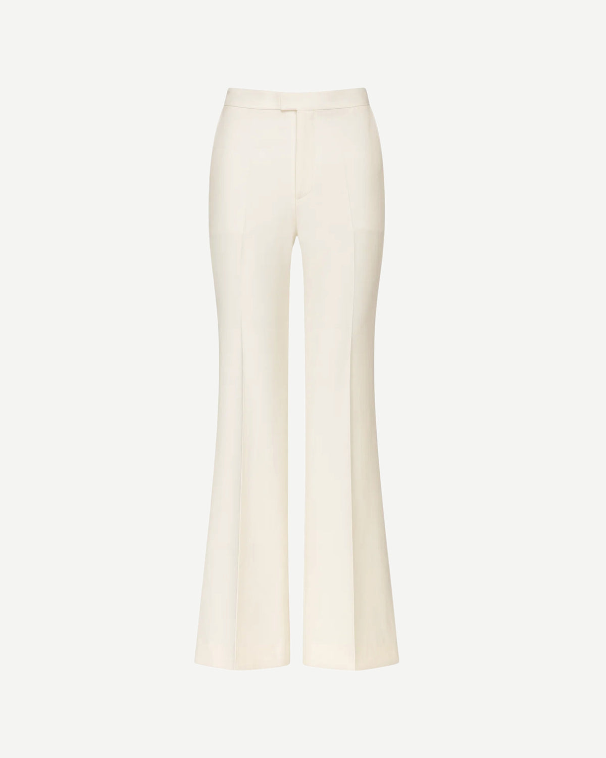 Tailory ivory high-rise flare trousers with contrast stripe front view