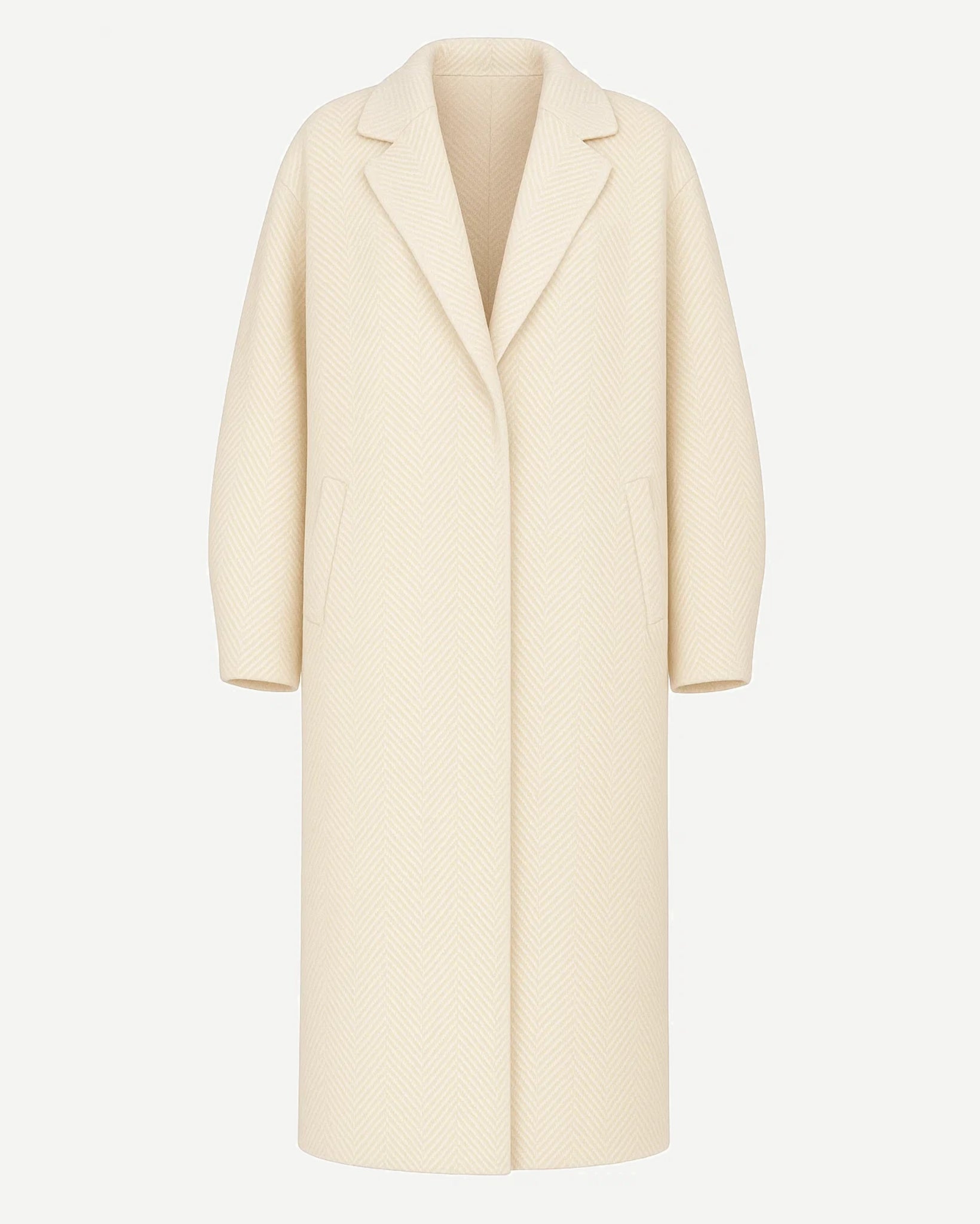 Tailory ivory baby cashmere oversized cocoon coat front view