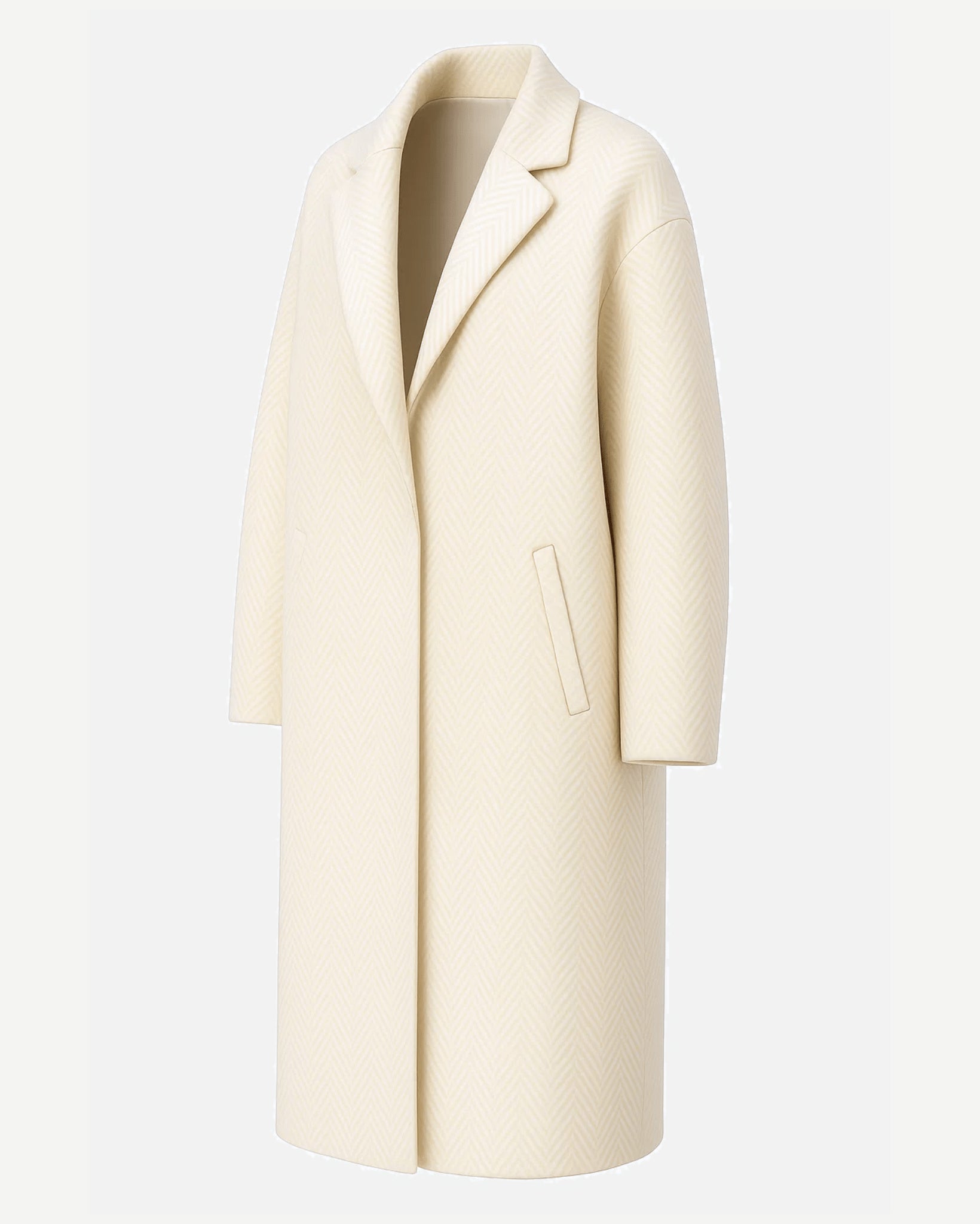 Tailory ivory baby cashmere oversized cocoon coat side view
