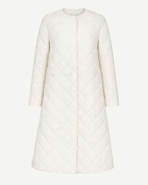 Ivory Loro Piana Lotus Print Quilted Puffer Coat