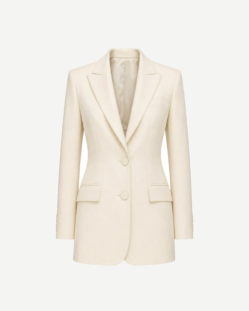 Ivory Loro Piana women's city hall wedding blazer front view