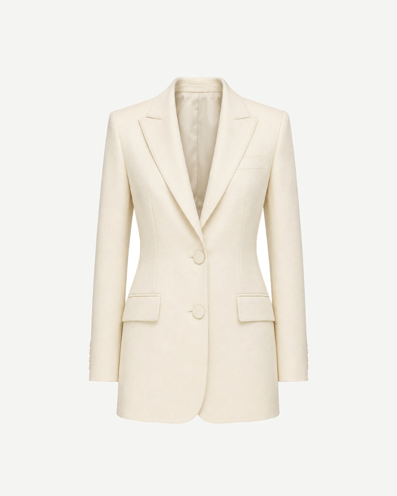 Ivory Loro Piana women's city hall wedding blazer front view