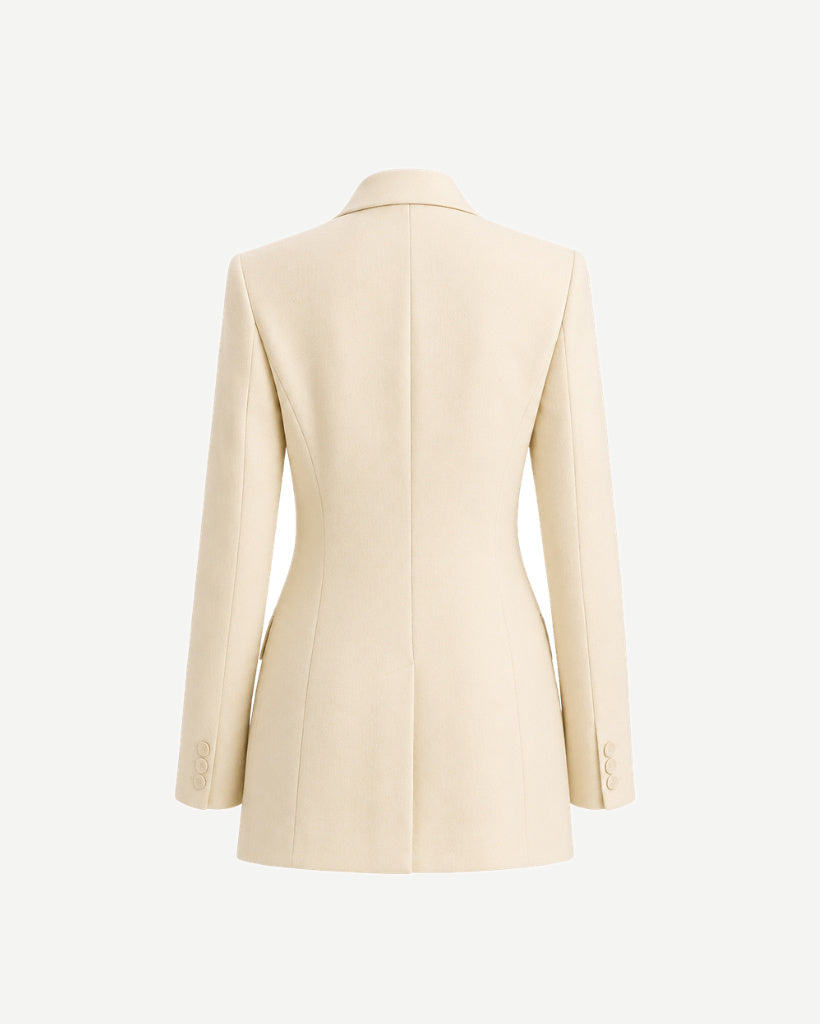 Ivory Loro Piana women's city hall wedding blazer back view