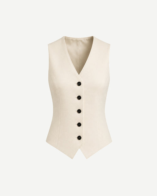 Ivory Loro Piana women's city hall wedding vest front view