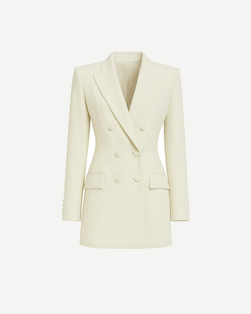 Ivory Loro Piana women’s fitted double-breasted blazer front view