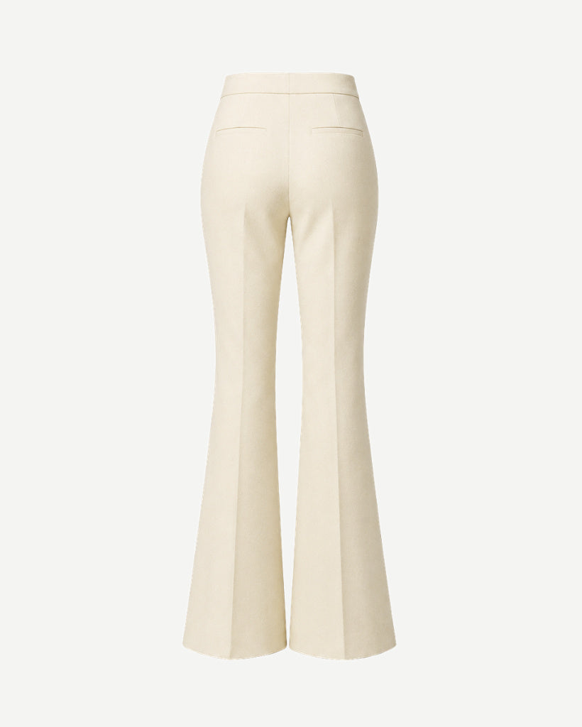Ivory Loro Piana women's flare pants back view