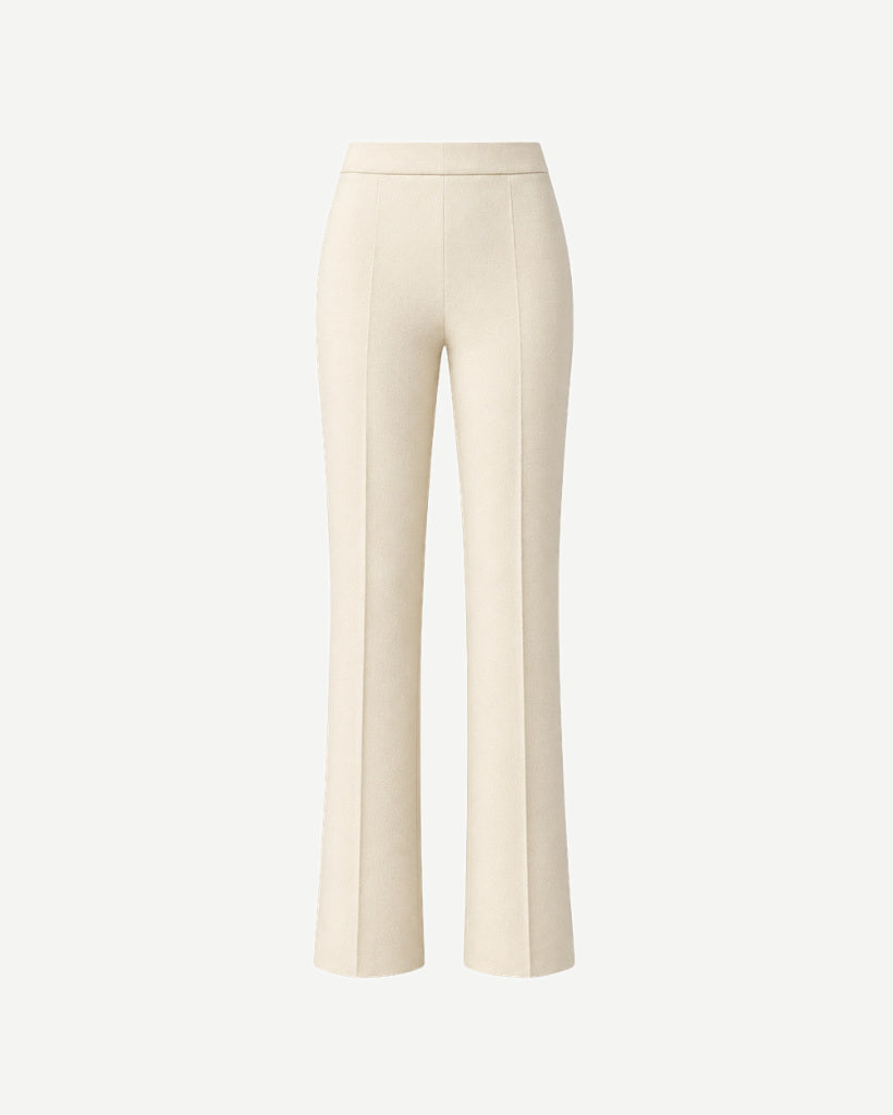 Ivory Loro Piana women's wool trousers front view