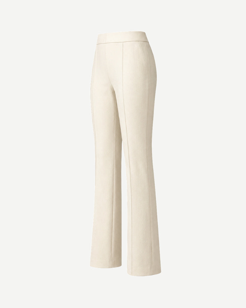 Ivory Loro Piana women's wool trousers side view