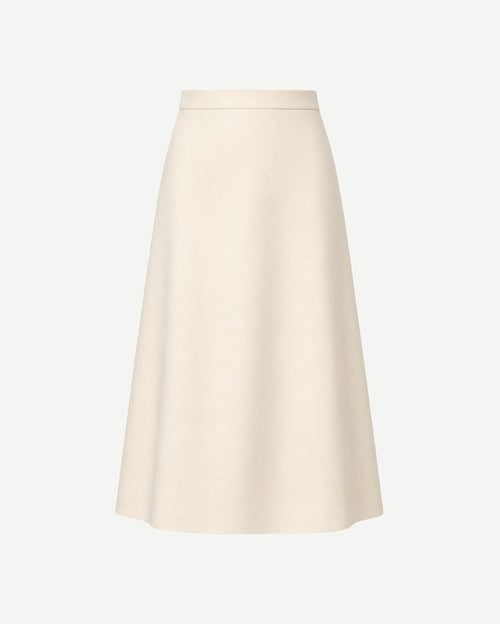 Ivory Loro Piana wool women's midi skirt front view