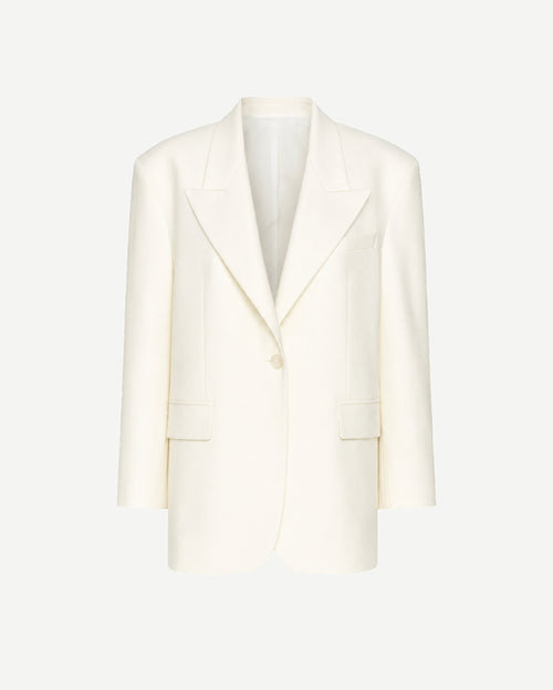 Ivory oversized Loro Piana women's city hall wedding blazer front view