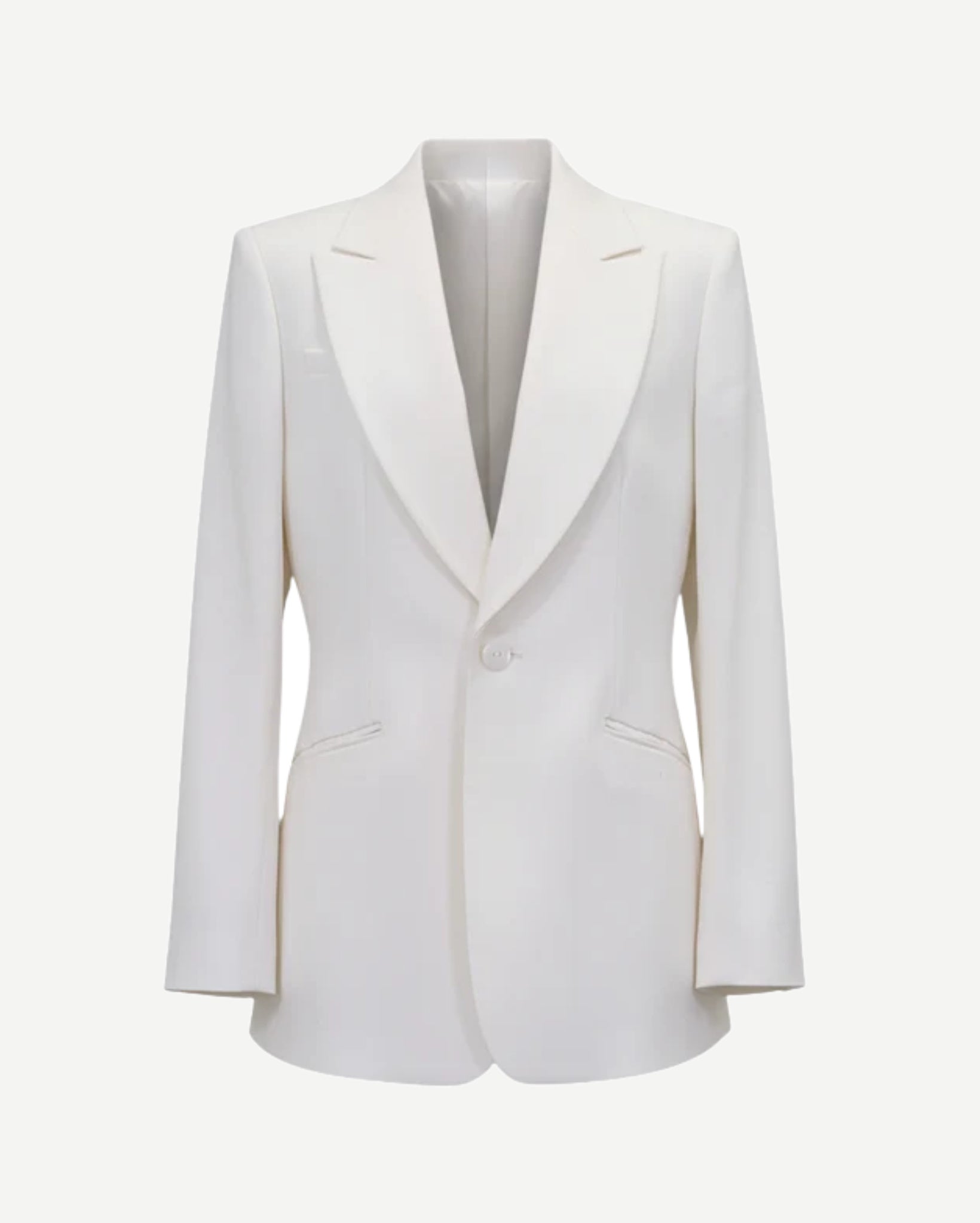 Tailory ivory sculpted single-button blazer with peak lapels front view