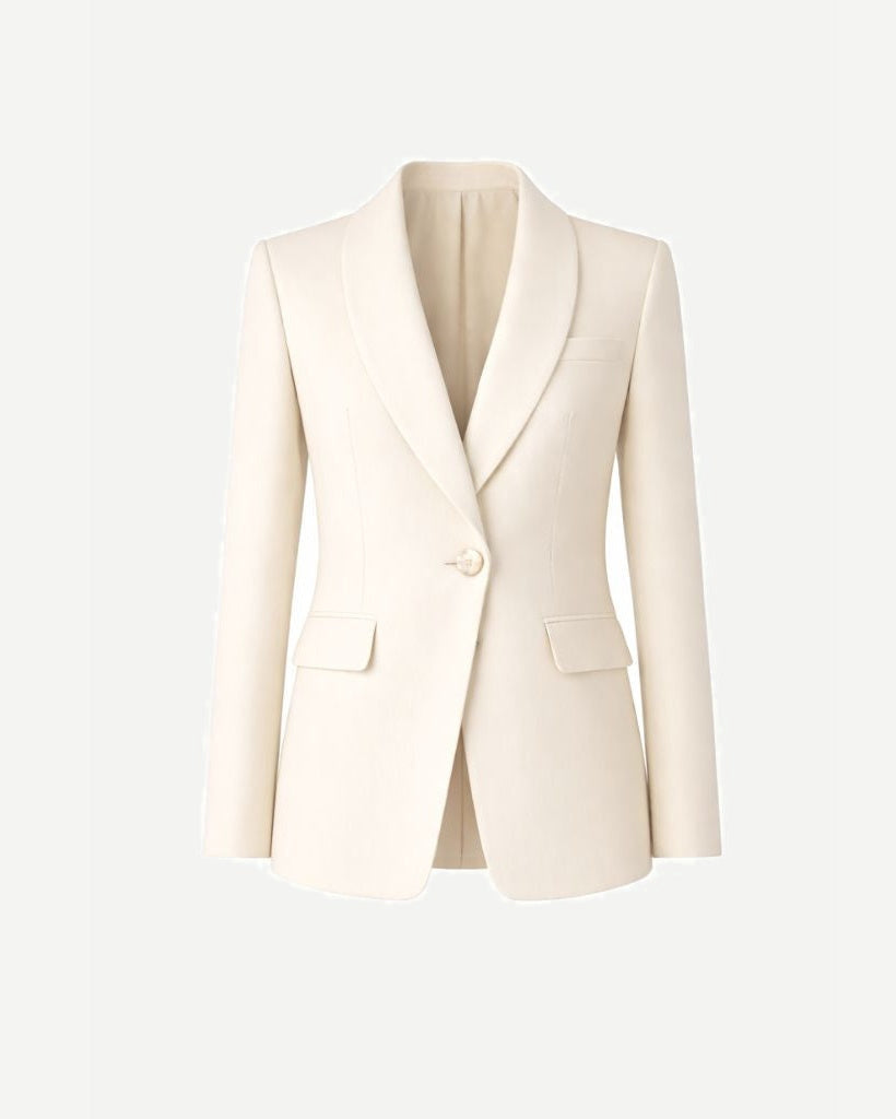 Tailory ivory shawl lapel tailored blazer front view