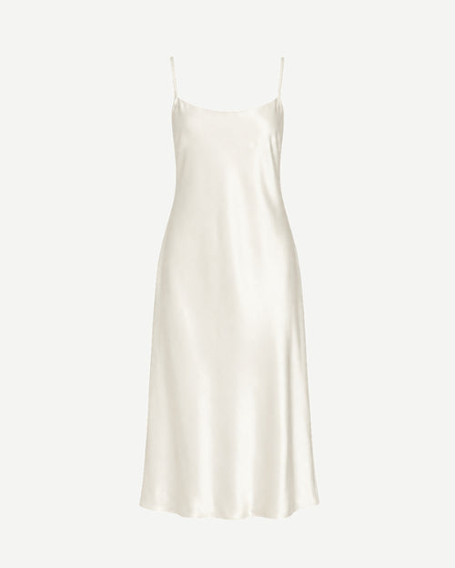 Ivory silk charmeuse women's slip dress front view