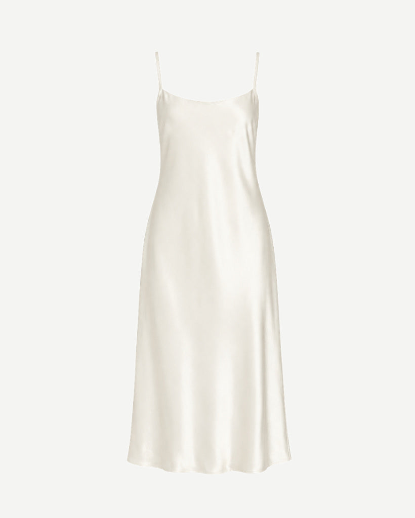 Ivory silk charmeuse women's slip dress front view