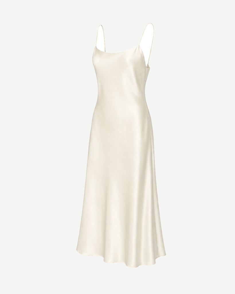 Ivory silk charmeuse women's slip dress side view
