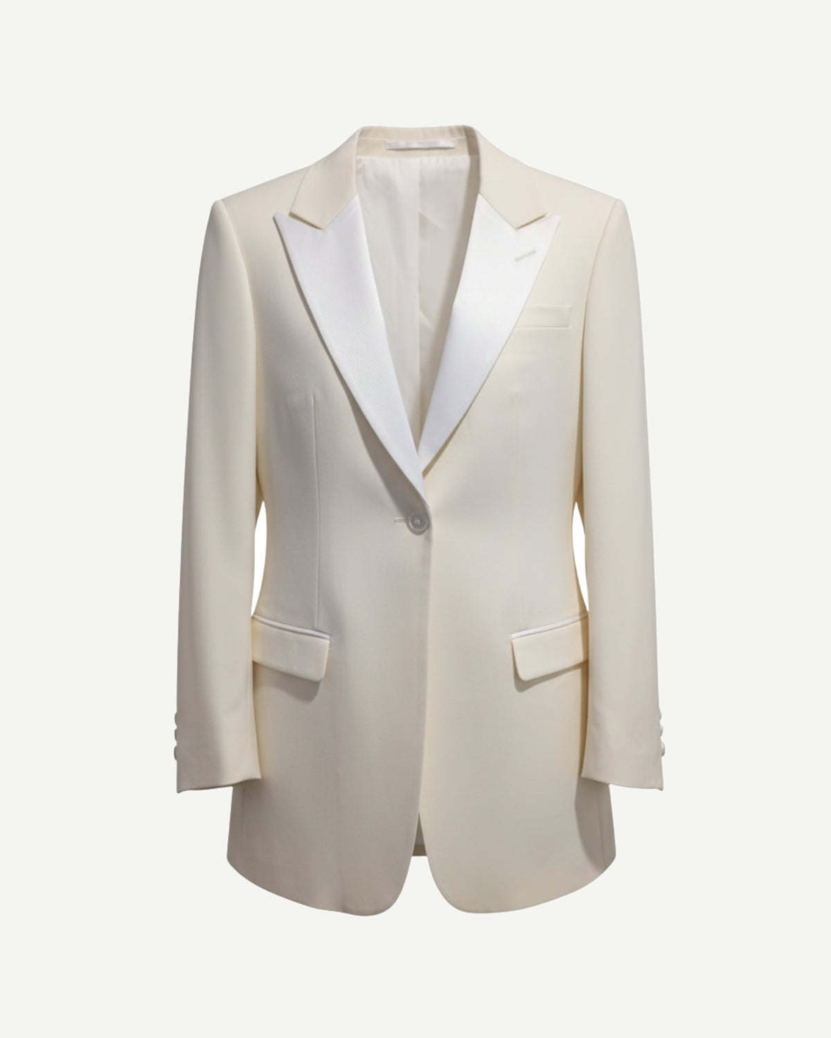 Tailory ivory tailored jacket with satin-faced notch lapels front view