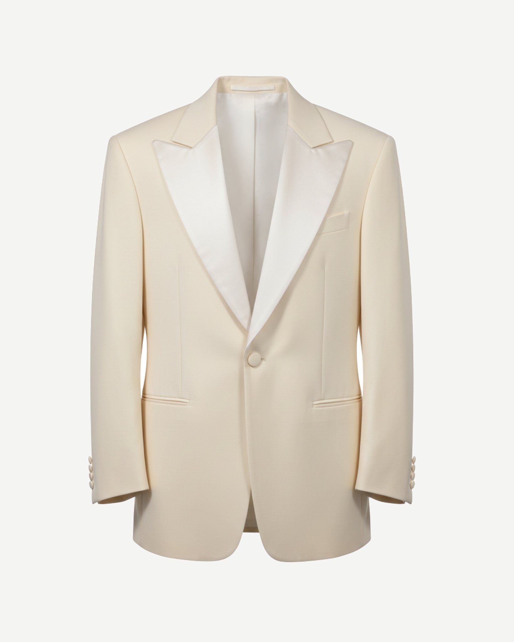 Tailory ivory tailored jacket with wide satin peak lapels front view