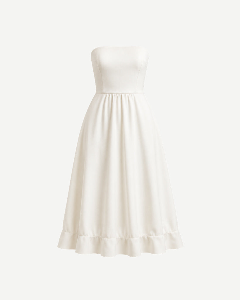 Ivory women's lightweight city hall crepe dress front view