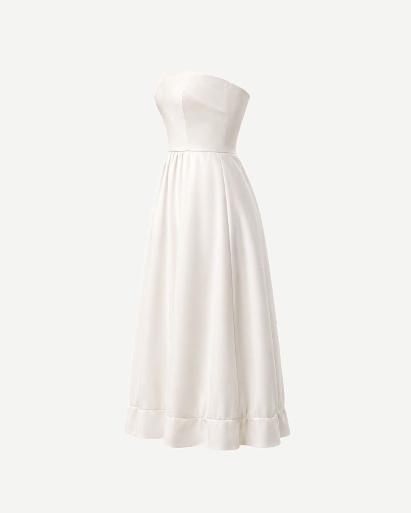 Ivory women's lightweight city hall crepe dress side view