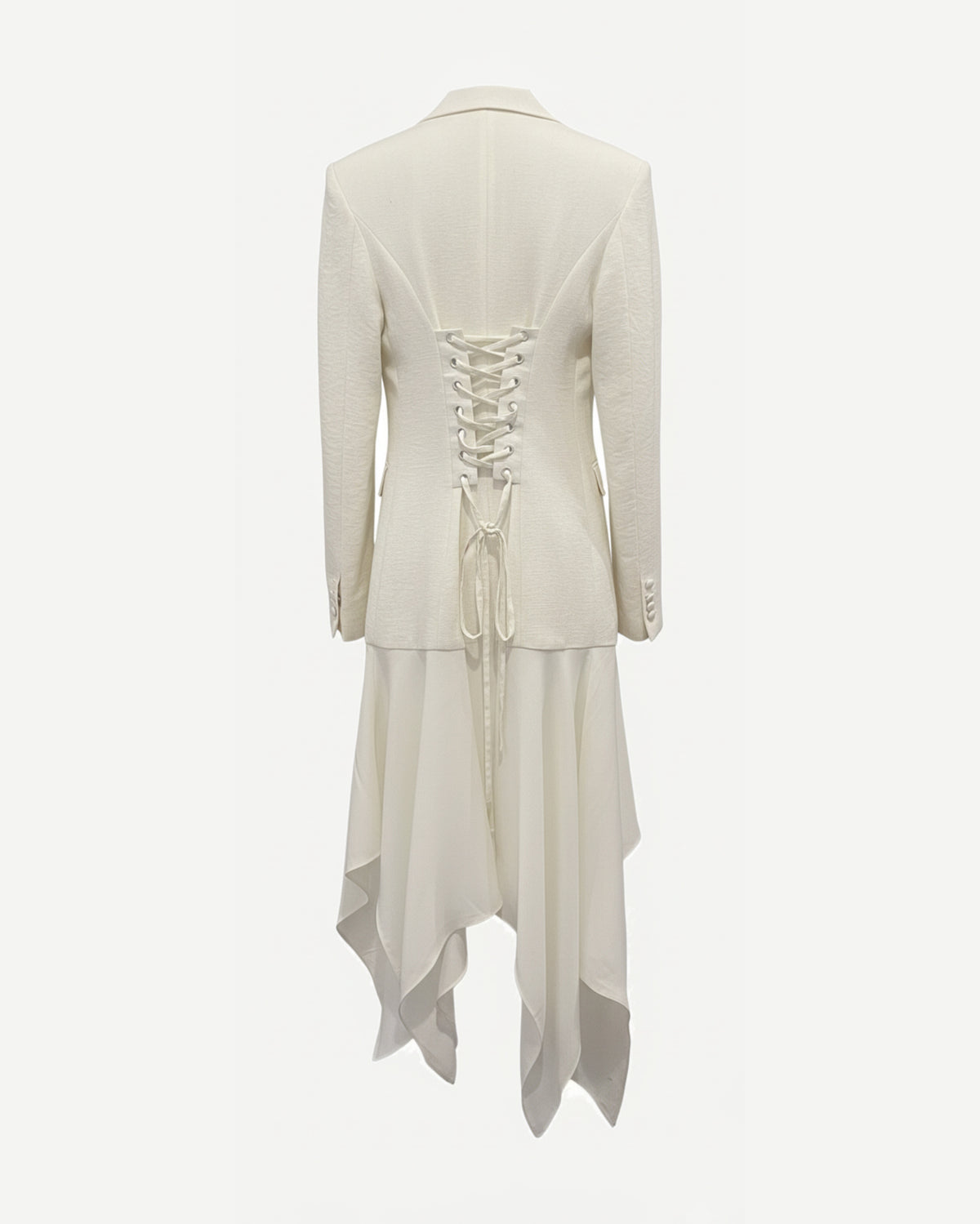 Tailory ivory wool maxi wrap coat back view