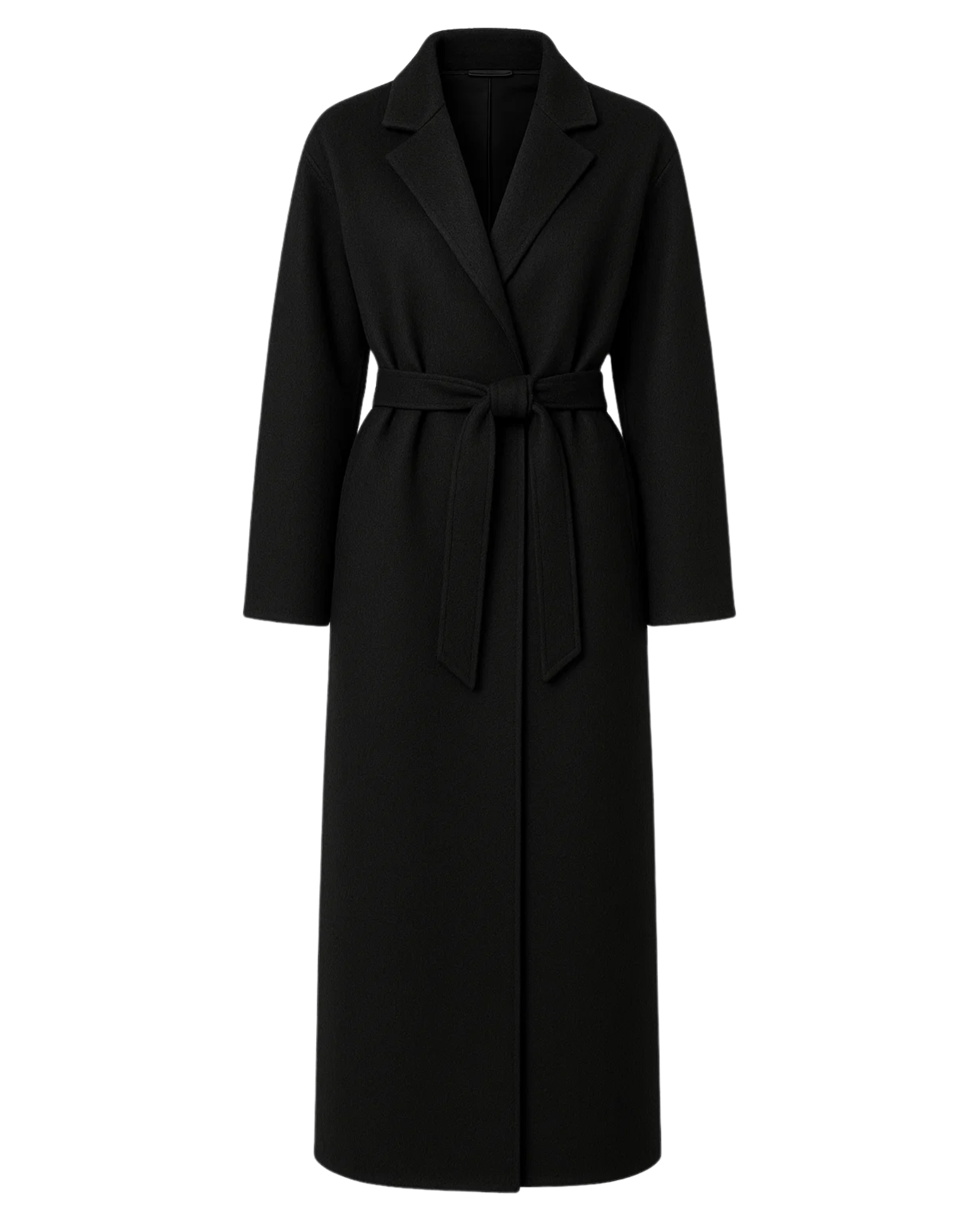 Jet Black Loro Piana Wool Mohair Unstructured Belted Coat - Overcoat - The Tailory New York