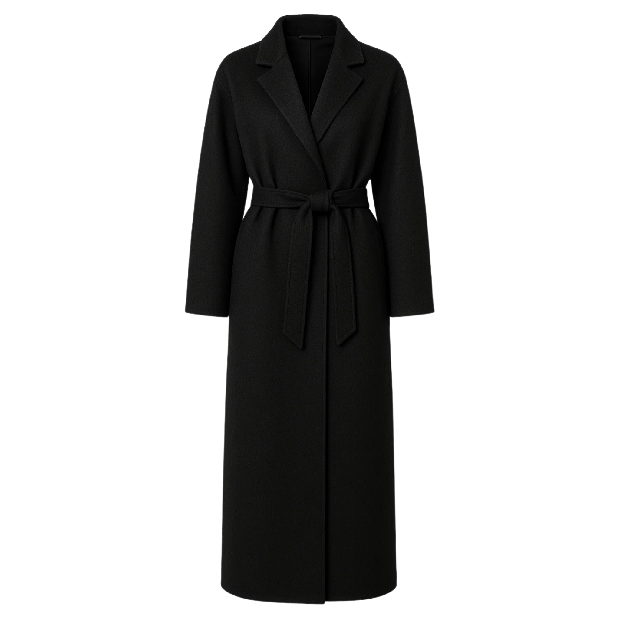 Jet Black Loro Piana Wool Mohair Unstructured Belted Coat - Overcoat - The Tailory New York