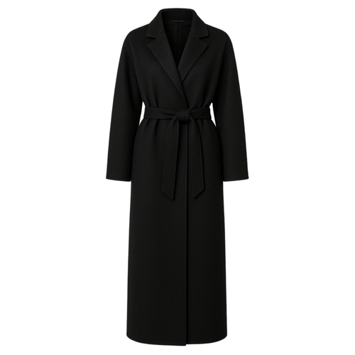 Jet Black Loro Piana Wool Mohair Unstructured Belted Coat - Overcoat - The Tailory New York
