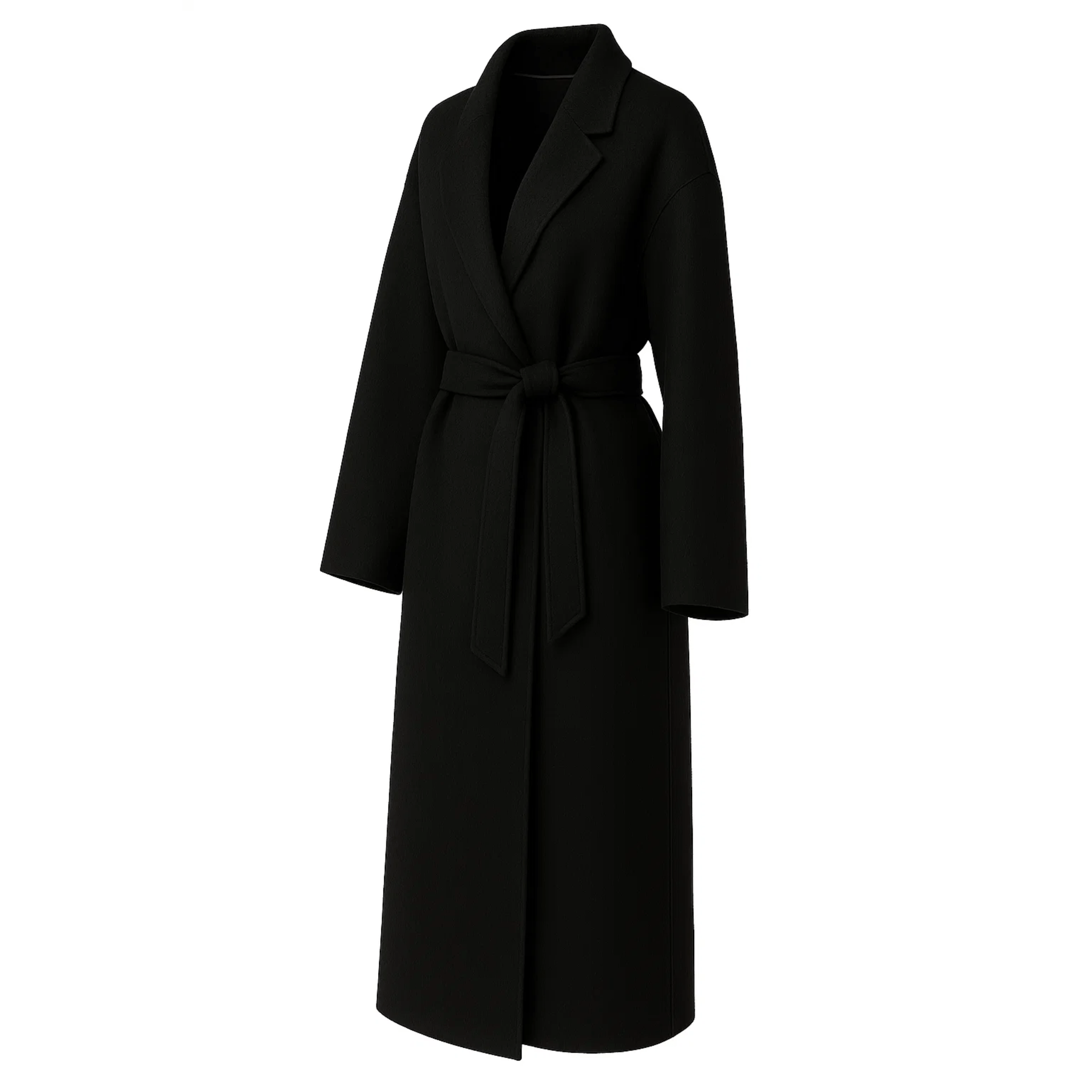 Jet Black Loro Piana Wool Mohair Unstructured Belted Coat - Overcoat - The Tailory New York