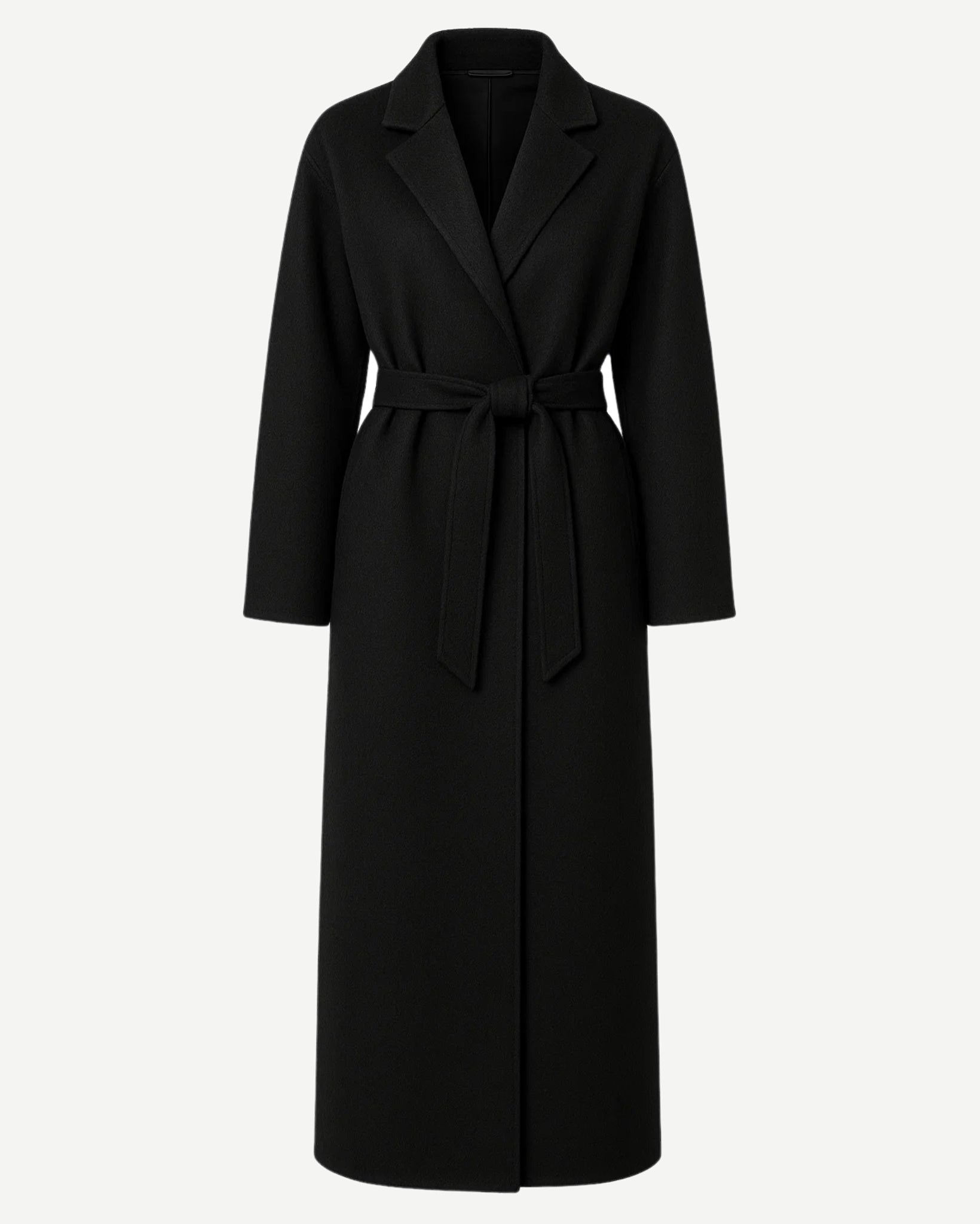 Jet Black Loro Piana Wool Mohair Unstructured Belted Coat - Overcoat - The Tailory New York