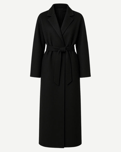 Jet Black Loro Piana Wool Mohair Unstructured Belted Coat