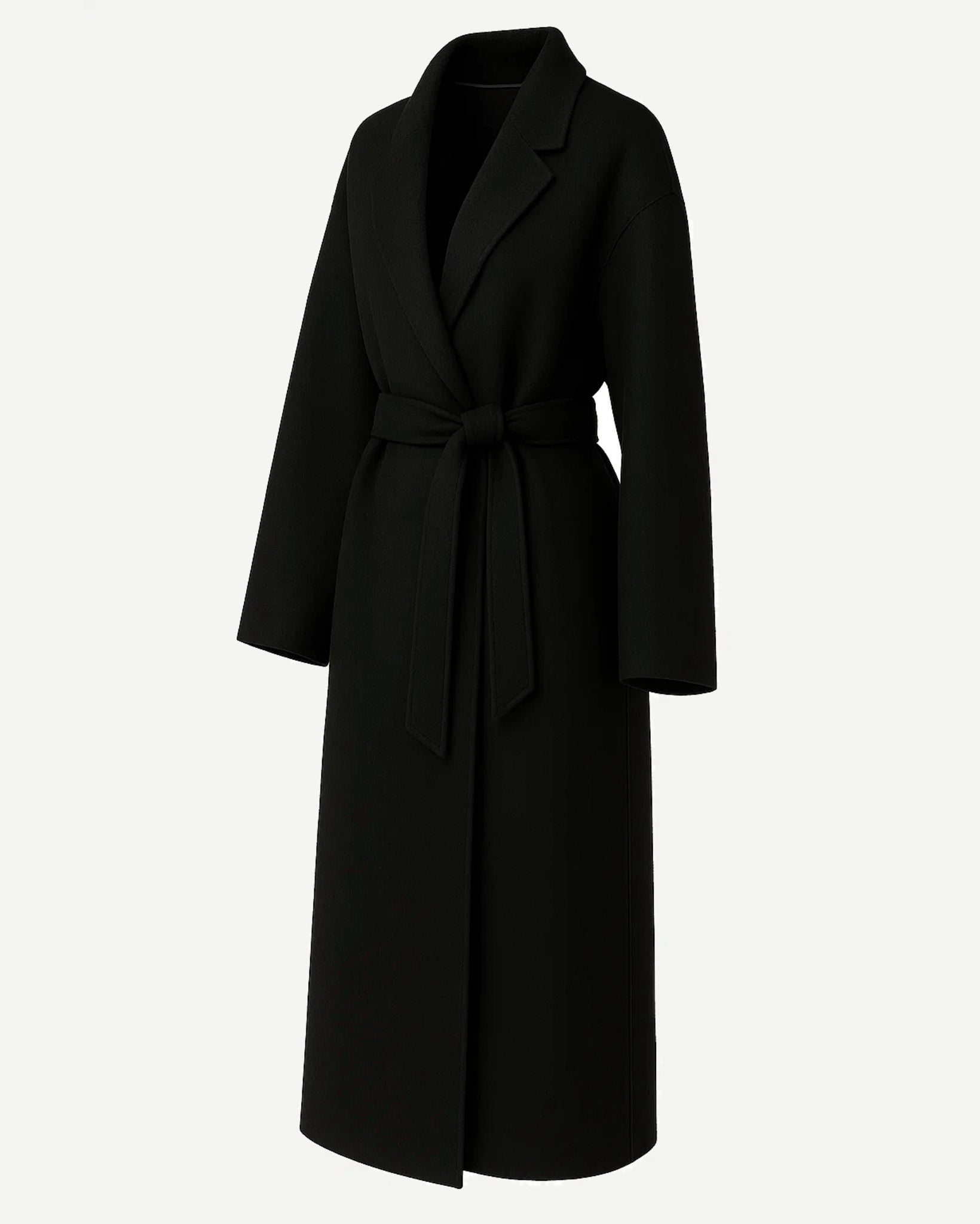 Jet Black Loro Piana Wool Mohair Unstructured Belted Coat - Overcoat - The Tailory New York