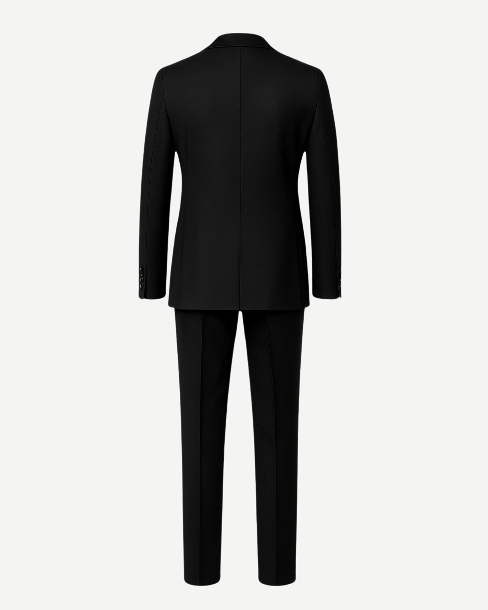 Tailory jet black shawl lapel wool tuxedo back view